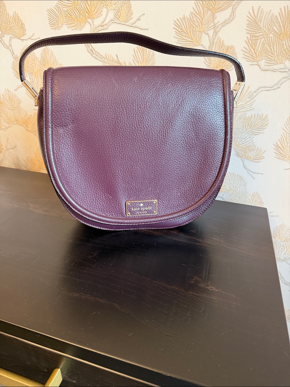 kate spade Pebbled Leather Shoulder Bag in Plum